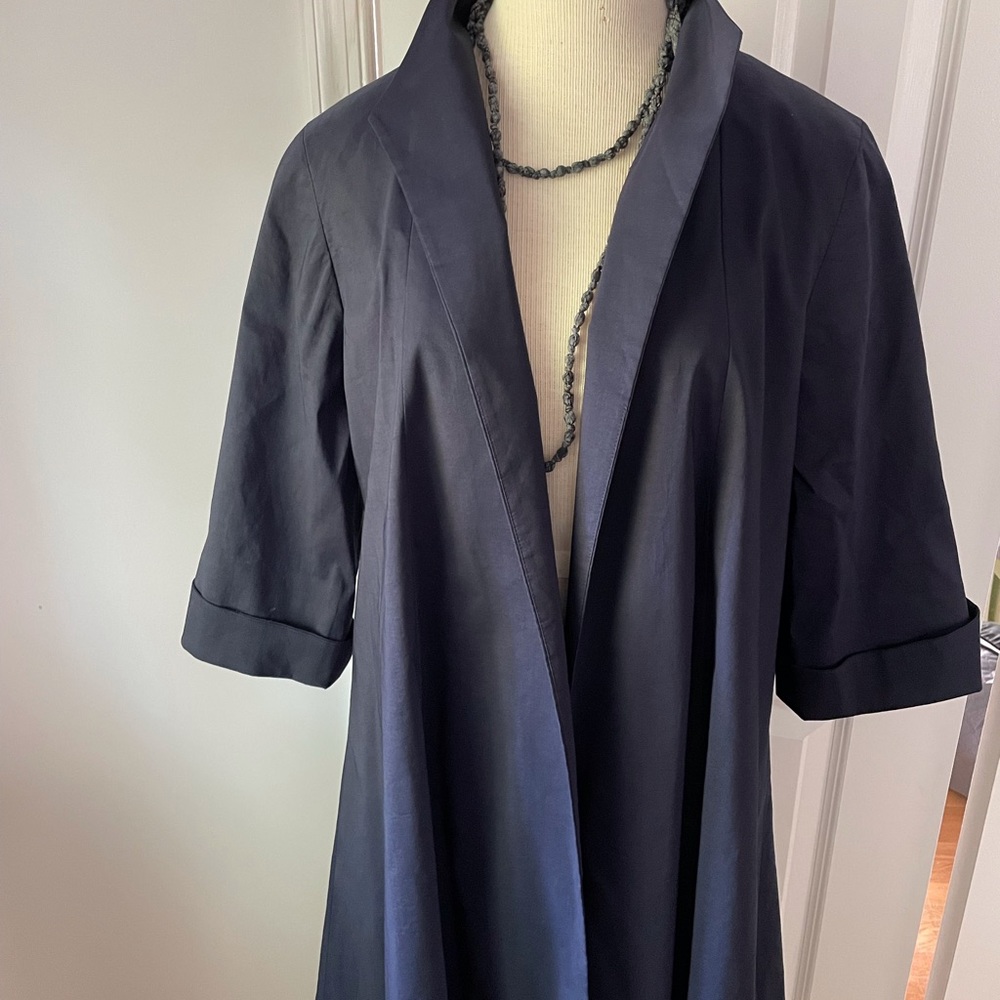 Eileen Fisher, lined Navy blue open front jacket